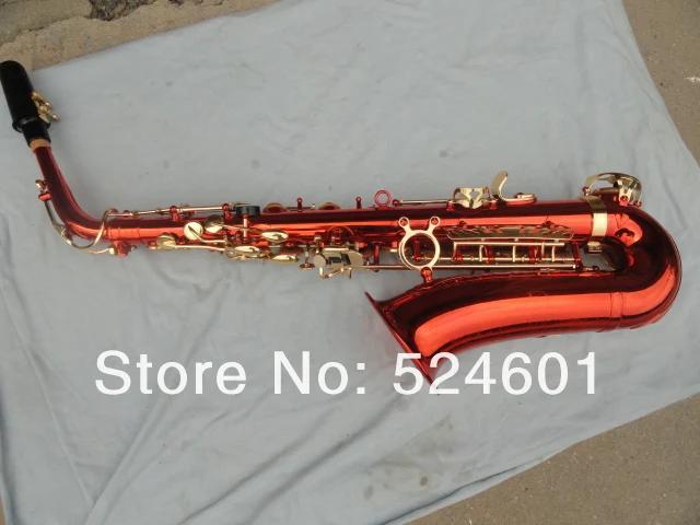 Saxofone Alto Vermelho Eb Tune com Chave Dourada e Estojo - Instrumento Musical Único e Brilhante