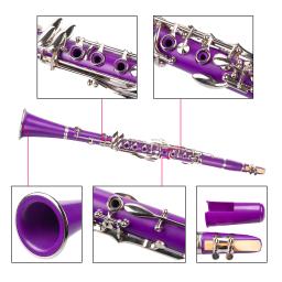 Roxo abs clarinete bb cupronickel banhado a níquel 17 chave com pano de limpeza luvas chave de fenda instrumento woodwind - Image 2