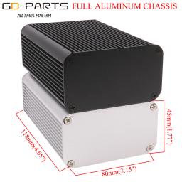 Caixa amplificadora de alumínio, 118x80x45mm, alta fidelidade, caixa de áudio, faça você mesmo, preto e prata - Image 1