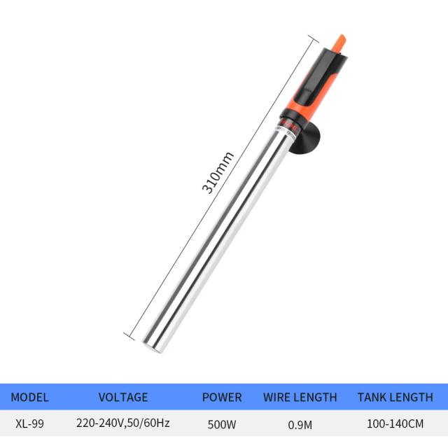 Aquecedor de Aquário em Aço Inoxidável com Controle Automático de Temperatura - Eficiente e Econômico, 220V, 50Hz