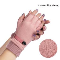 Luvas táticas de meio dedo para homens e mulheres, camurça, grossa, veludo, manter aquecido, mais, grossa, esportes ao ar livre, escalar, ciclismo, dirigir, fitness, inverno - Image 5