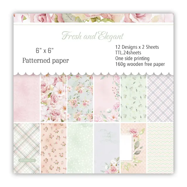 Papel de Scrapbooking Artesanal Elegante - Bloco com 24 Folhas para Artesanato e Fundo Criativo