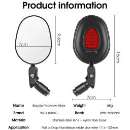Oeste de bicicleta grande angular espelho retrovisor 360 rotação ajustável guiador espelho mtb ciclismo estrada espelho retrovisor - Image 6