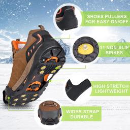 Novo 11 dentes de neve gelo apertos crampons para homens mulheres crianças inverno escalada anti deslizamento sapatos cobrir - Image 5