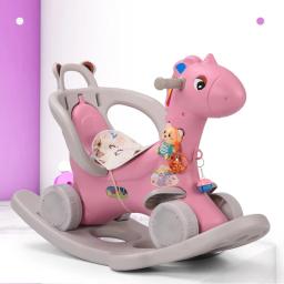 Cavalo de balanço infantil com cinto de segurança, Espessamento de plástico, Passeio em brinquedos animais com assento de música - Image 4