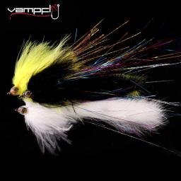Vampfly isca de coelho alto 2/0, 3 peças de iscas de coelhinho para pesca em água salgada, isca de pesca líquida preta, branca e amarela - Image 1