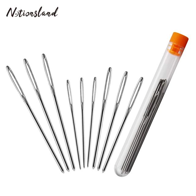 Kit de Agulhas de Tricô em Aço - 9 Peças para Costura e Crochê com 3 Tamanhos Ideais para Artesanato DIY