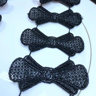 Laço de Tecido Poliéster Preto de 10 Quintais e 7 cm - Acessório Ideal para Decoração, Costura e DIY com Solubilidade em Água