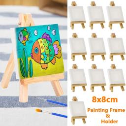 Mini kit de pintura a óleo quadro titular diy arte artesanato pintura desenho suprimentos 8x8cm quadro com 7x12cm prateleira - Image 1