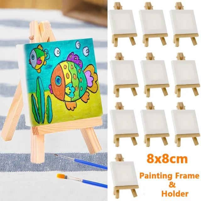 Kit de Pintura a Óleo DIY com Quadro de 8x8cm e Prateleira de 7x12cm para Arte e Artesanato