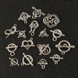 20 conjuntos de aço inoxidável prata cor prendedor pulseira toggle fecho fivela conector para fazer jóias ot fechos diy acessórios - Image 1