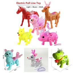 Atualizar elétrica puxar linha animal brinquedo unicórnio, cavalo, veado, porco, esquilo, gado e cão, com luz + música + andando - Image 1