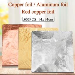 500 folhas/pacote imitação folha de folha de prata ouro cobre folhas de alumínio para a arte artesanato pintura costura prego crafting decoração - Image 1