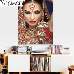 Belezas indianas 5D Kits de Pintura Diamante, Mulheres Asiáticas, Ponto Cruz, Retrato, Mosaico, Contas Bordadas, Decoração para casa - Image 2