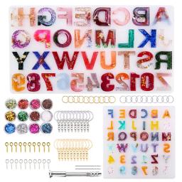 Alfabeto Epoxy Resin Mold Kit, Letra e Número Reversa, Moldes de Silicone, Molde de Fundição para Chaveiro, Fazer Pingente, Jóias DIY - Image 1