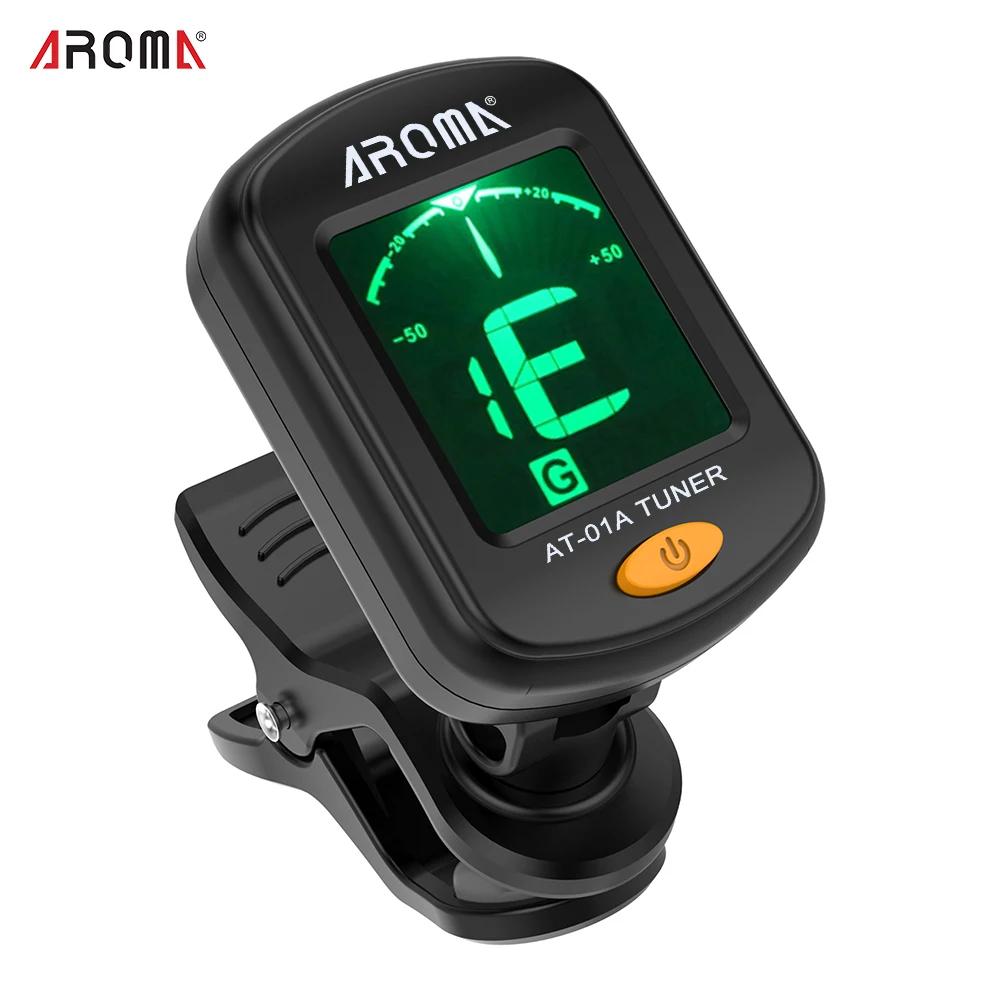 Aroma Dobrável Clip-on Guitar Tuner, Rotatable Display LCD Universal para Ukulele Baixo Cromático, Acessórios de Guitarra, AT-01A - Image 1