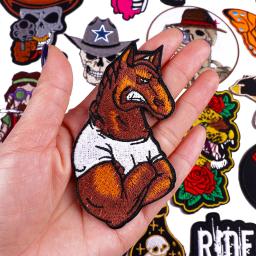 Patches bordados crânio rosa em roupas, DIY Punk Animal Applique, Ferro em remendos para roupas, Adesivos de motociclista Hippie Rock - Image 6