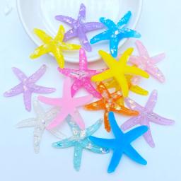 Adorável glitter colorido de resina para estrela do mar, decoração de casamento para casa, artesanato, scrapbooking, faça você mesmo, centro de laço de cabelo com 10 peças - Image 2