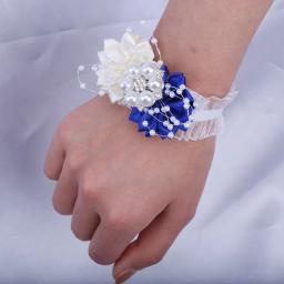 Pérola Rhinestone Corsage de pulso para senhoras, pulseira elástica para a noiva e dama de honra, DIY Wedding Party Props, venda quente, novo, SW049 - Image 2