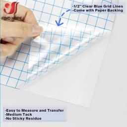 Folha de fita de papel de transferência de vinil adesivo/rolo transparente com grade de alinhamento mid tack sinal adesivo de vinil corte artesanato decalques diy - Image 4