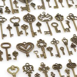 10 pçs do metal vintage chaves misturadas encantos chave pingentes colar diy decoração retro artesanato artesanal jóias acessórios liga de zinco - Image 2