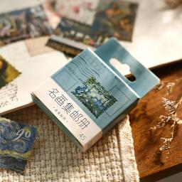 Vintage Van Gogh Monet adesivos decorativos, pintura mundialmente famosa coleção, DIY Scrapbooking, artesanato de selagem, 45 pcs - Image 4