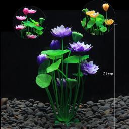 Decoração de plantas de aquário artificial, tanque de peixes, paisagismo, grama de enfeites, flor de lótus, decoração aquática, fundo de aquário - Image 2
