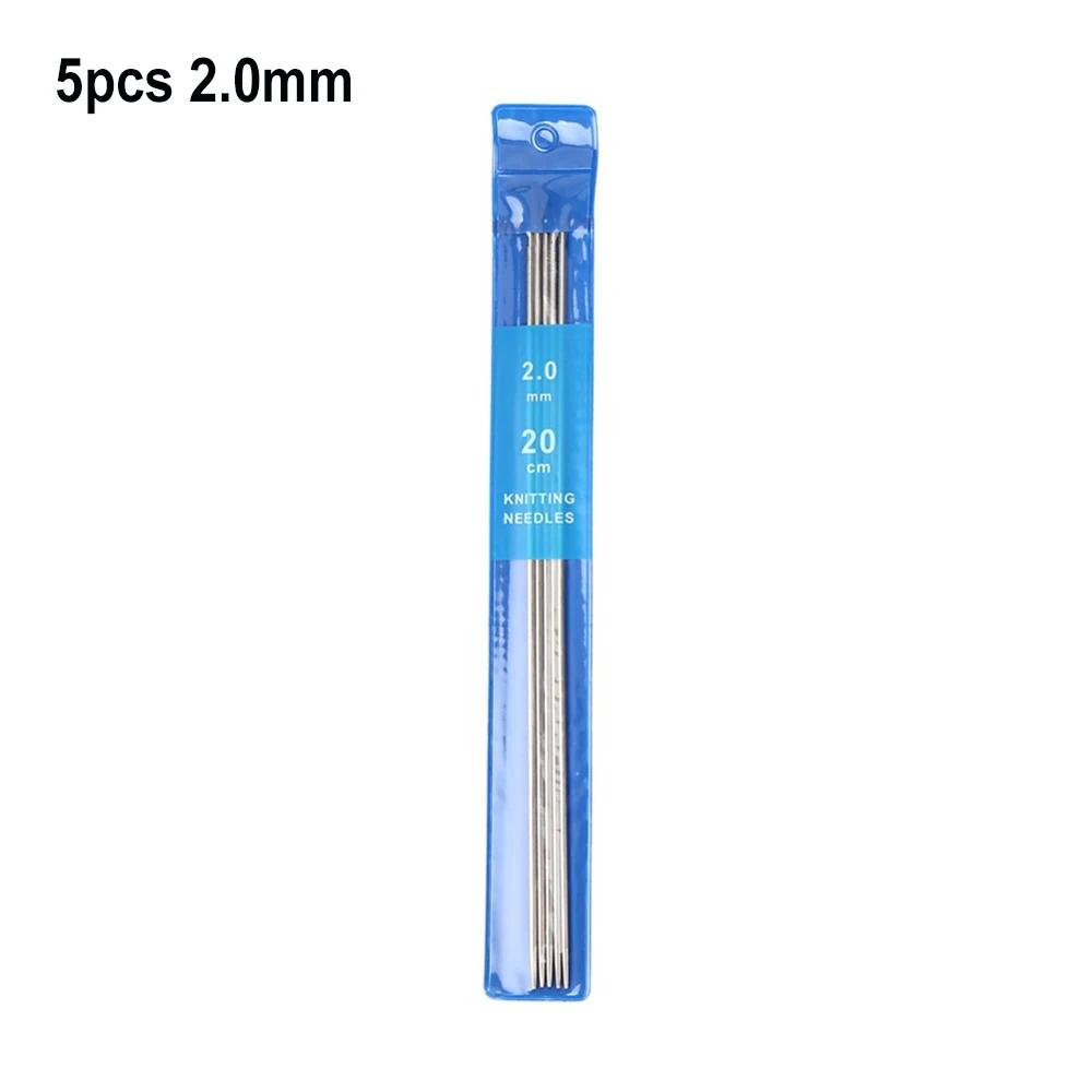 Flrhsjx 5 pçs agulhas de tricô de aço inoxidável 2-4mm 5 tamanhos conjuntos de gancho de crochê duplo apontado artesanato diy tecelagem agulhas de crochê - Image 1