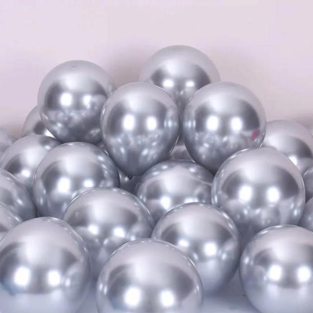 Conjunto de Balões de 5 Polegadas em Cromo Metálico Ouro e Prata para Decoração de Festas e Casamentos - 20/30/50 Peças