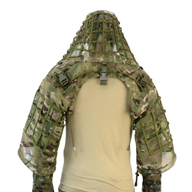 Ghillie Suit Respirável para Sniper em Woodland - Ideal para Caça e Airsoft com Capuz Viper em Nylon e Malha Mesh