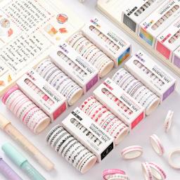 Conjunto de fita adesiva decorativa para journaling, fita fina Washi, fita adesiva colorida, 10 rolos por caixa, 8mm x 3m - Image 1
