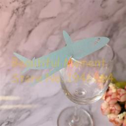 60 peças corte à laser avião forma de mesa cartão de nome cartão de vinho copo de papel cartões de decoração de festa de casamento lembrança várias cores - Image 2