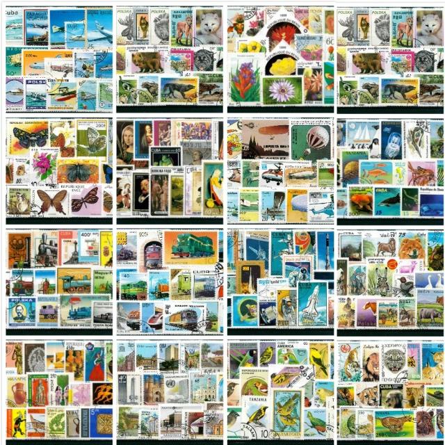Coleção de 50 Selos Postais Novos de Diversos Países em Lote com 17 Páginas para Colecionadores