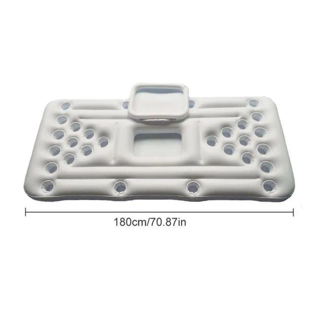Mesa de Drenagem Inflável para Cerveja com 28 Copos e Fileira Flutuante para Jogos de Tênis de Mesa na Piscina