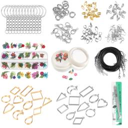 Resina Epóxi Oco Cola Em Branco Pendant Base Conjuntos, DIY Brincos Kits, Secas Fazer Jóias Flor, Colar Ferramentas, 1 Conjunto - Image 1