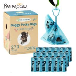 Benepaw sacos de cocô de cachorro biodegradável mão livre clipe eco-friendly à prova de vazamento forte saco de lixo para animais de estimação fácil de rasgar 120/270 peças - Image 1