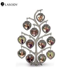 Árvore genealógica Photo Frame com 12 fotos, desktop família, quadros decorativos quadros, prata antiga, liga de zinco, artesanato retro - Image 6