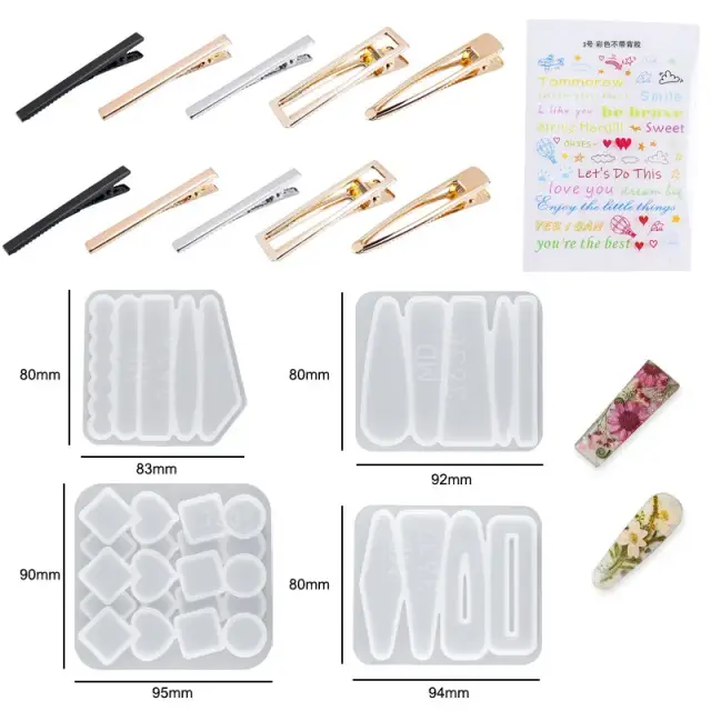 Conjunto de Moldes de Silicone para Casting de Jóias, Ferramentas de Resina Epóxi e Chaveiros DIY para Artesanato de Pingentes