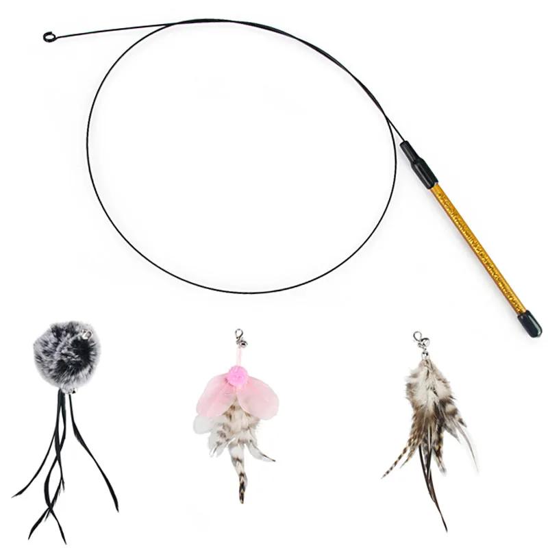 Brinquedo para gatos com penas de fio de aço, acessórios de penas para reposição, brinquedo para pet teaser para gatos - Image 1