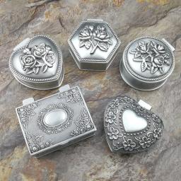 Tamanho pequeno Retro Caixa De Jóias De Metal, Flor Vintage, Esculpida Decoração De Casa, Case Trinket, Anel, Pulseira, Pingente De Armazenamento, Organizador De Contas - Image 1