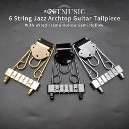 6 cordas jazz archtop guitarra trapézio tailpiece com quadro com fio oco semi oco guitarra elétrica-cromo/ouro/preto - Image 1