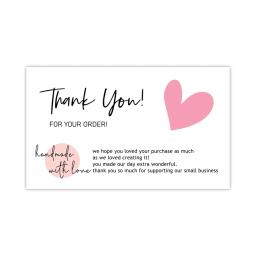 30 unidades/pacote obrigado rosa você cartão para apoiar a decoração do pacote de negócios "obrigado lindo" cartão de visita feito à mão com amor - Image 4