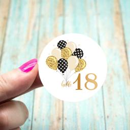 Selo adesivo adesivo para decoração de festa, feliz aniversário, rótulos de selo bar, dourado, crianças, adulto, 18 - Image 6