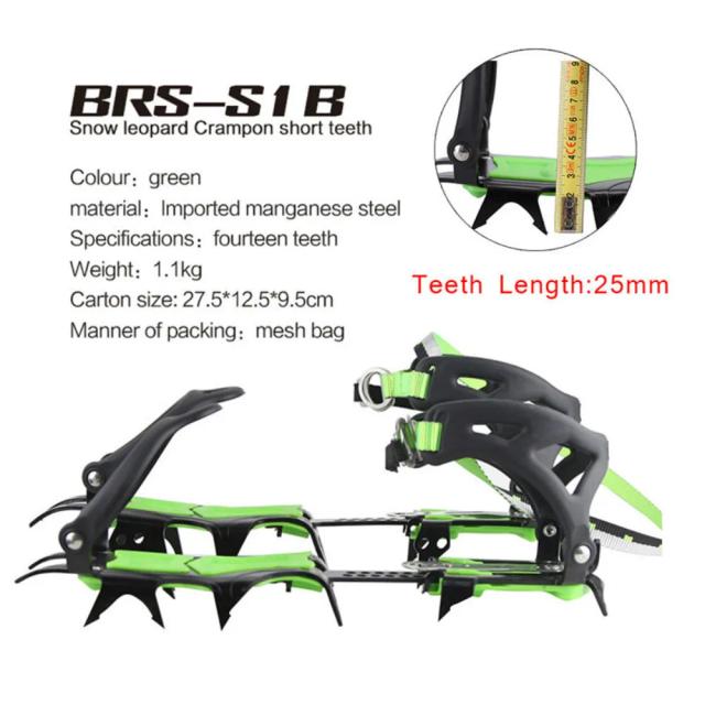 BRS Profissional Crampons de Gelo e Neve Antiderrapante 14 Dentes