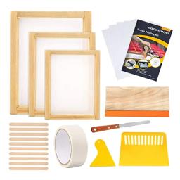 Kit de iniciante de impressão de tela madeira, moldura de impressão de tela de seda com ferramenta espremedora para bolsas de roupas de camisetas diy - Image 5