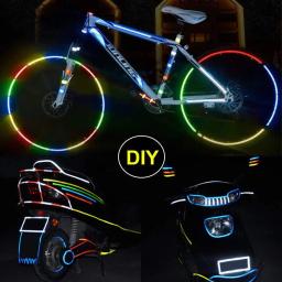 Fita refletiva para rodas de bicicleta, adesivo fluorescente reflexivo de 1cm x 8m para rodas de bicicleta mtb, faixa refletiva para aviso de ciclismo - Image 5