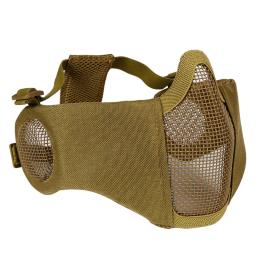 Máscara de Meia Face Paintball com Proteção Orelha, Malha de Aço de Baixo Carbono, CS Tático, Airsoft Dobrável, Caça Acessórios, Novo - Image 1