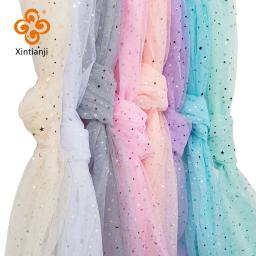Tecido de tule barato para costura vestido infantil estrela tecido de malha para diy decoração de fundo colorido 45*135cm/pc - Image 1
