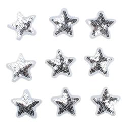 Remendos de estrela de prata com lantejoulas, remendos para jeans, bolsa escolar, sapatos, chapéus, decoração de casacos, vestimentas diy, apliques de costura, emblema de roupas com 10 peças - Image 1