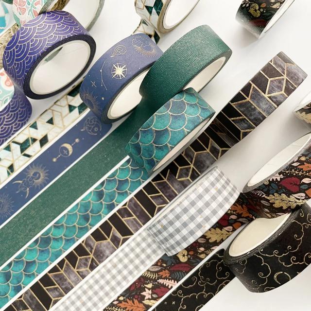 Fita Adesiva Washi Retro Dourada 1.5cm x 7m - Ideal para Scrapbooking e Decoração de Etiquetas